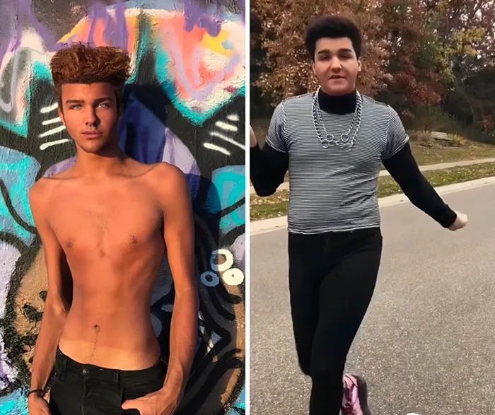 Al parecer, dejó la universidad para modelar. Sus fotos están llenas de ediciones locas como estas; la de la derecha es de un video.