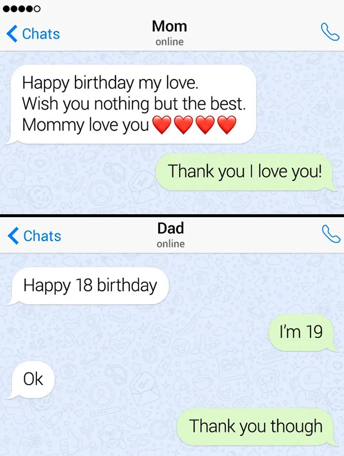 Birthday Wishes: Mom vs. Dad