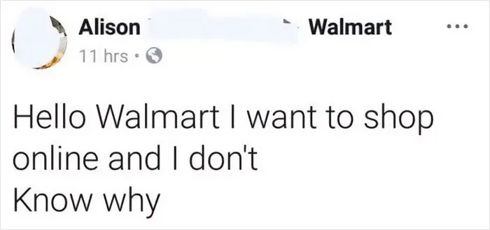 Screenshot of a social media post showing older people failing at technology with humorous online shopping confusion.