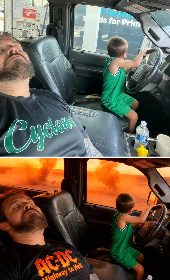 Can Someone Make It Look Like My 3 Year Old Is On The Road 😂 Change The Scenery In The Windows Please 🙏 I Wanna Scare My Wife