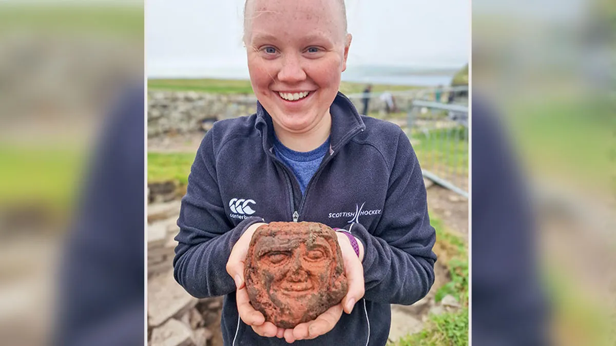 A Student Is Mid-Excavation In Orkney When A Carved Stone Head Simply Rolls Out Of The Ground