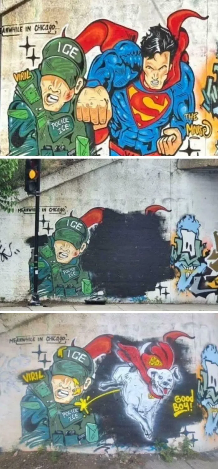 Intento de vandalizar un mural anti-ICE