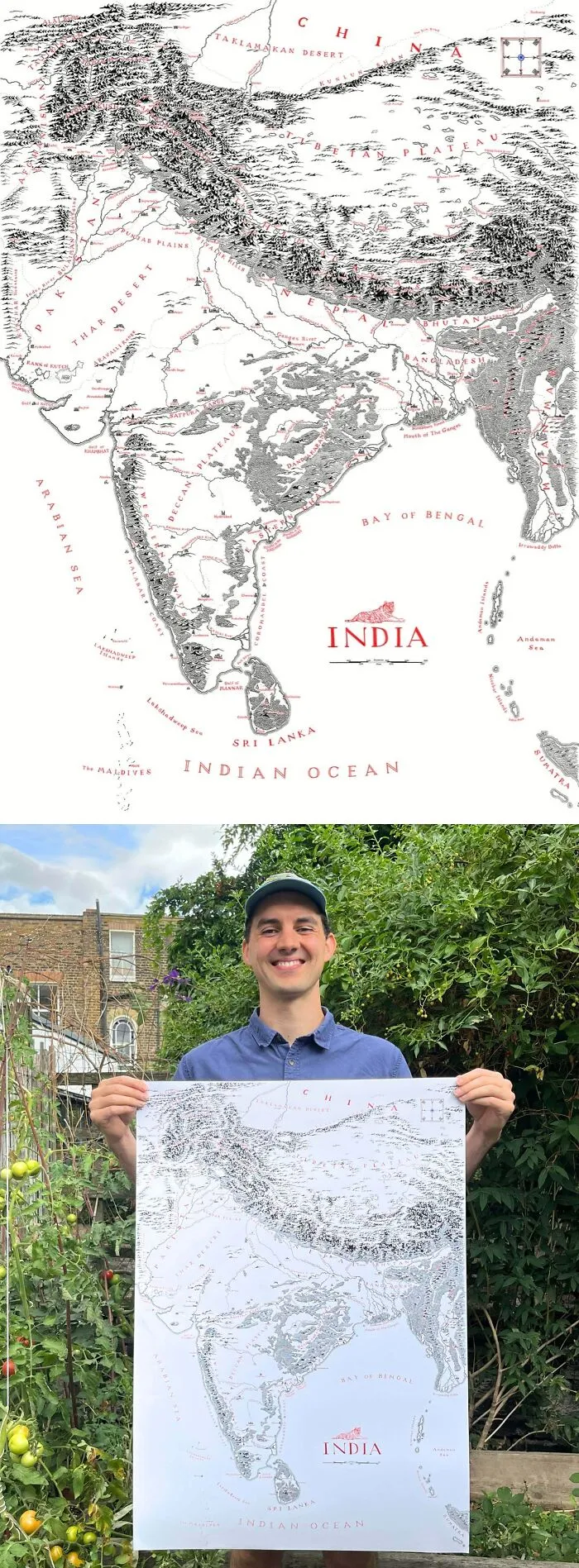 Map Of India, Hand-Drawn With Pen And Ink By Myself In The Style Of Tolkien's Fold-Out Maps