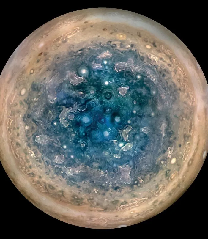 Southern Storms - This Image Shows Jupiter's South Pole, As Seen By Nasa's Juno Spacecraft From An Altitude Of 32,000 Miles (52,000 Kilometers), 2017
