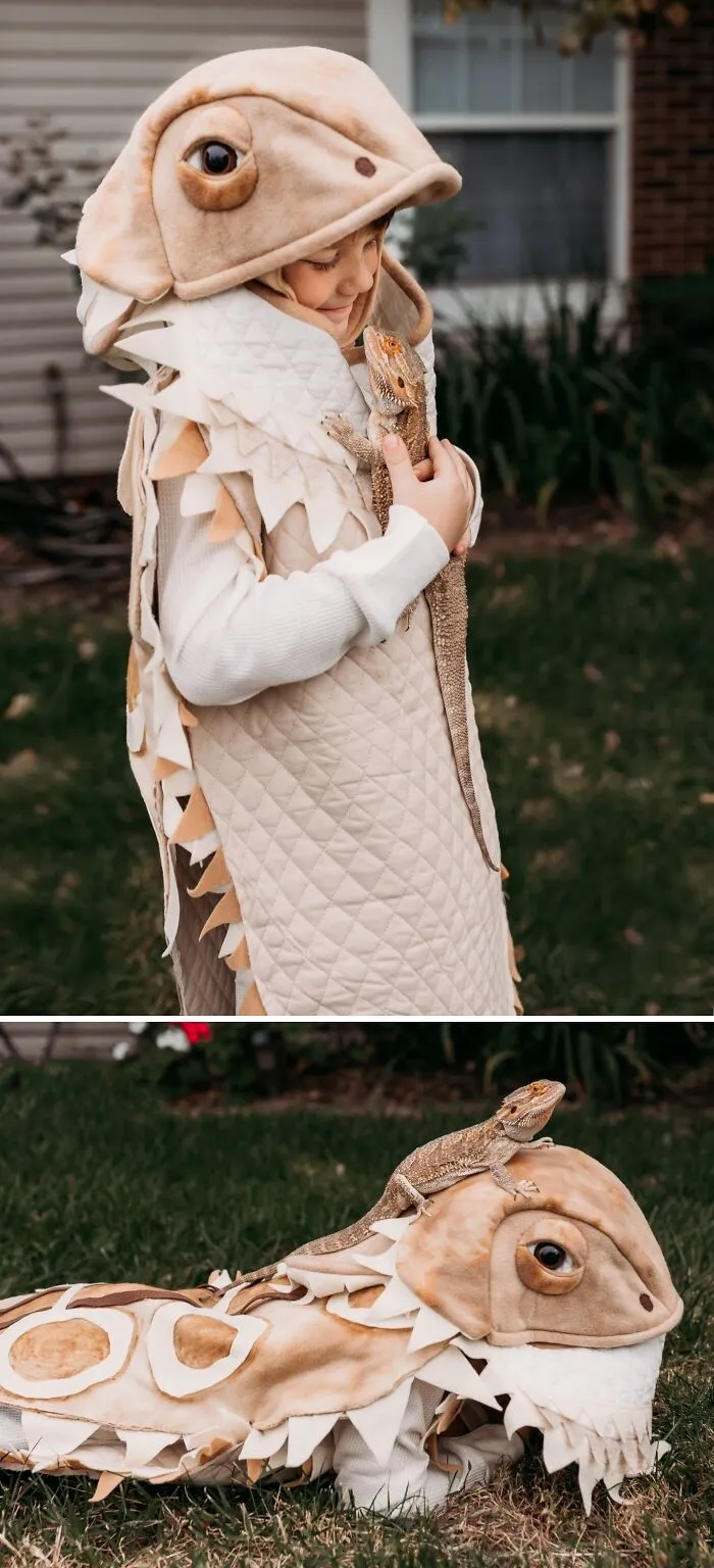 This Year He Wanted To Dress Up As His Bearded Dragon "Son". He Legit Calls Me Grandma As He Baby Talks His Lizard