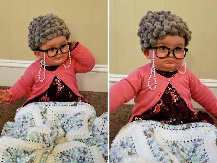 Daughter Dressed Up As Her Grandma For Halloween