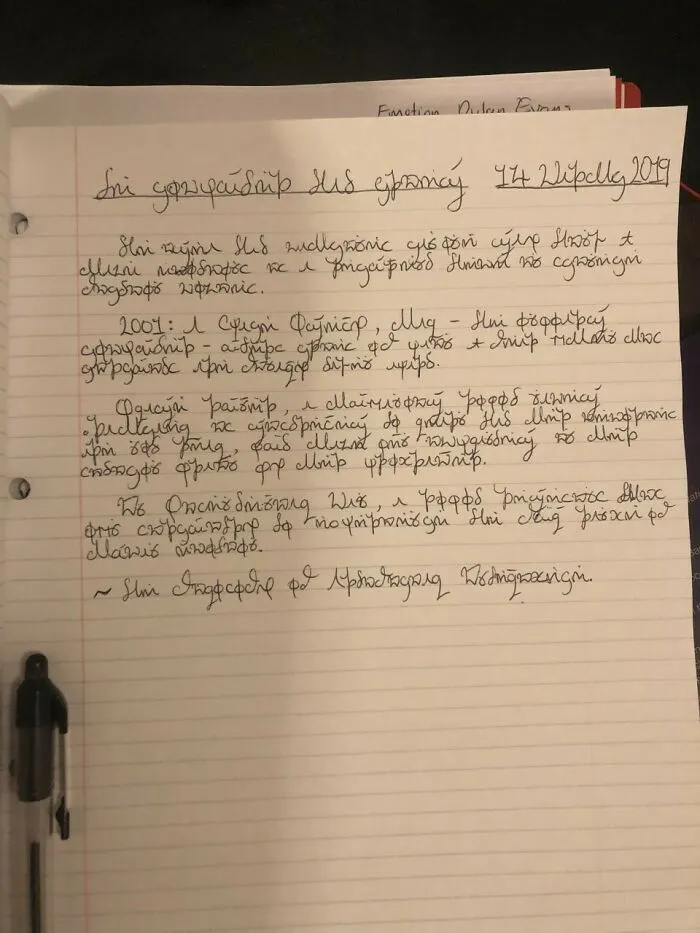 My Classmate Invented Her Own Writing System When She Was A Kid And Sometimes Takes Notes In It If She's Bored (Unless It's Supposed To Be Handed In)