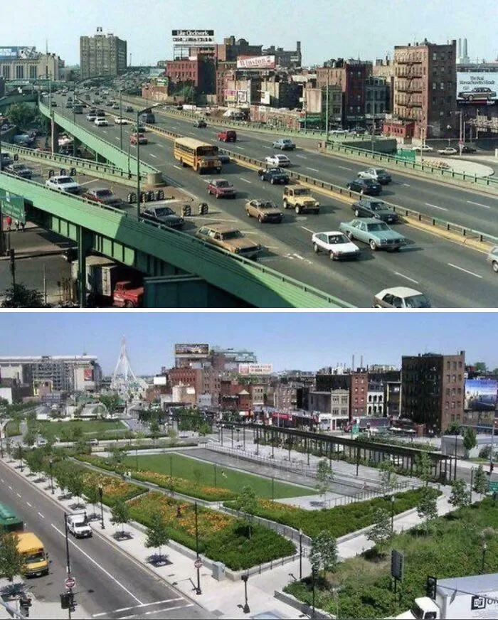 Boston Before And After The Highway Was Moved Underground In 2003