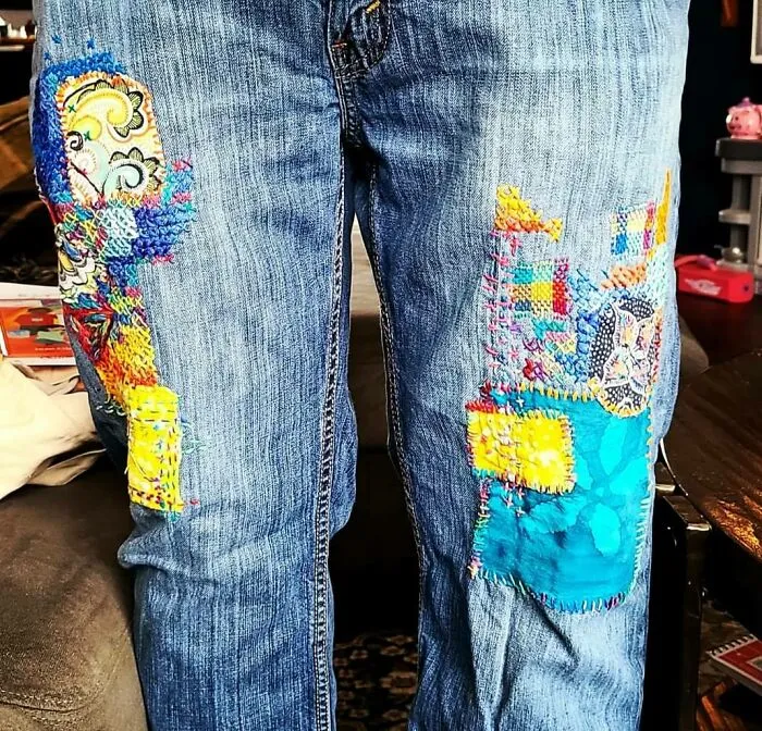 My Wife Does Visible Mending To My Favorite Jeans