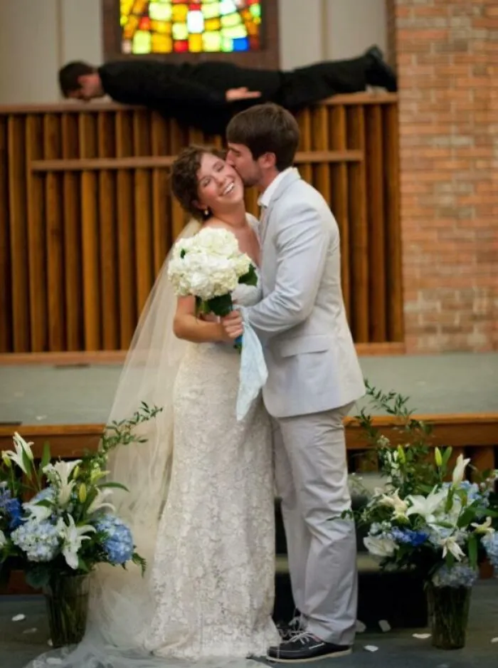 My Friend's Brother's Wedding Photo... With Their Pastor In The Background