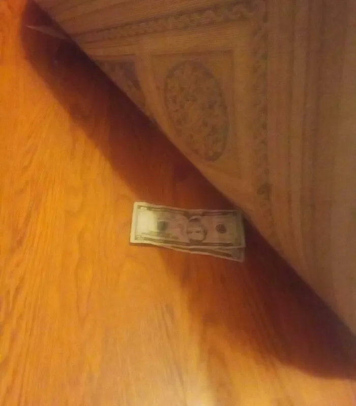 Limpio algunas casas para sacar dinero extra. Encontré esto debajo de una alfombra.