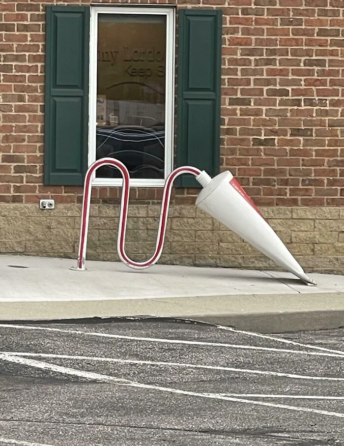 Dentist’s Office Has A Toothpaste Bike Rack