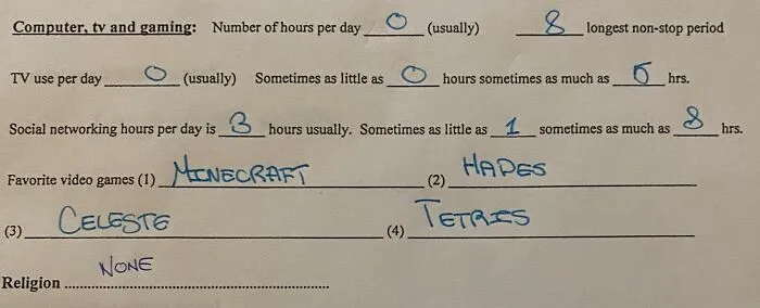 I'm Filling Out Patient Info Packet For My New Doctor, And She Wants To Know What My Favorite Videogames Are
