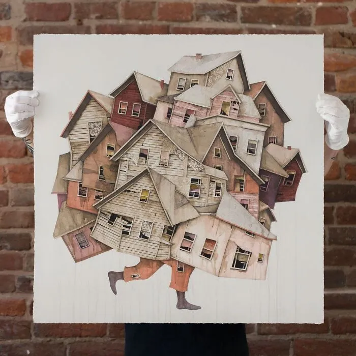 Artist Uses Cardboard And Texture To Capture The Fragility Of Architecture (20 Pics)