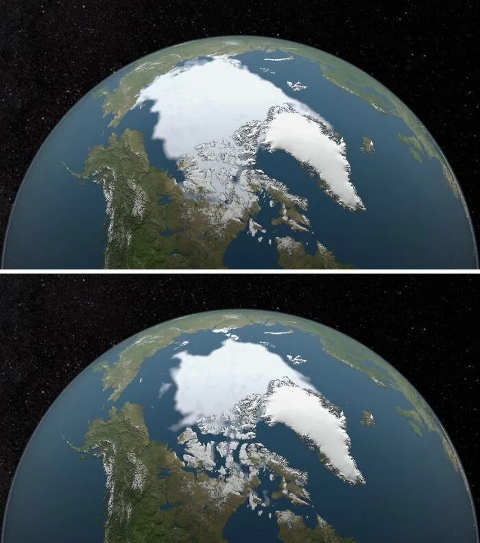 Melting Polar Ice Caps, 1979 And 2015