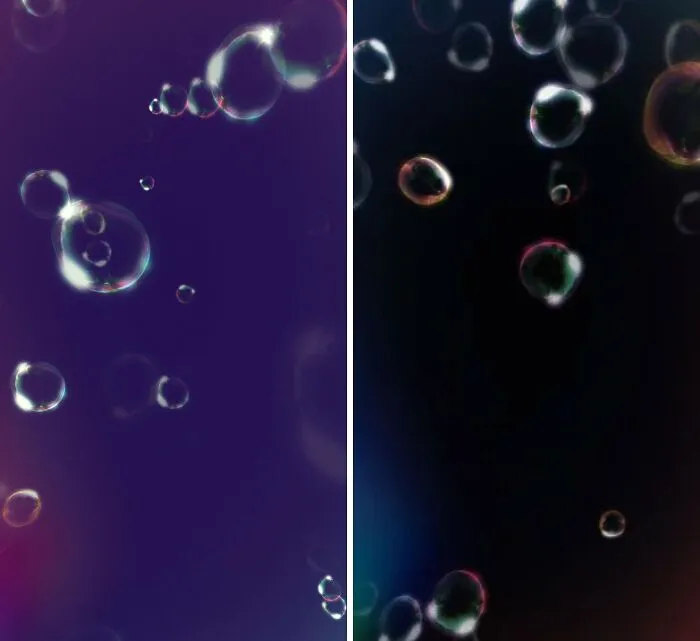 Burbujas flotando en fondo oscuro abstracto, ilustrando experiencias extrañas sin explicación para personas.