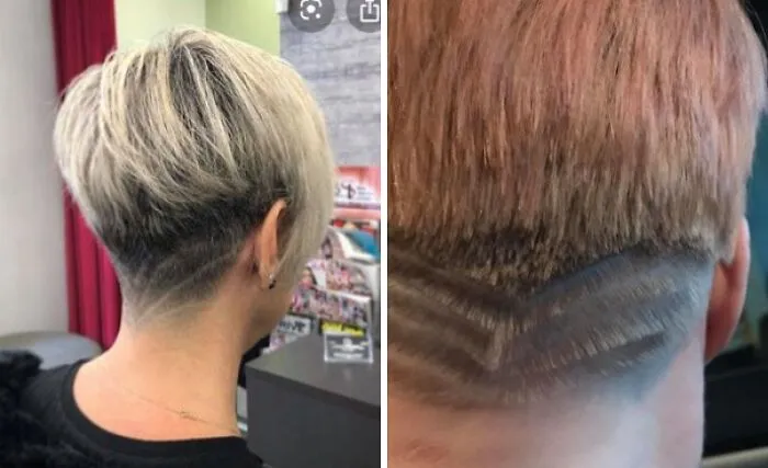 Personas con accidentes de cabello cómicos y trágicos, mostrando cortes de cabello inusuales y errores de estilo llamativos.