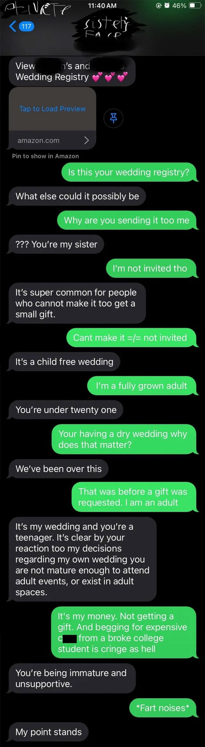 My Older Half-Sister Doesn’t Invite Me Too Her Childfree Wedding As I Am Nineteen, Expects A Gift