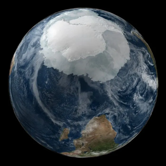 This Image Shows A View Of The Earth On September 21, 2005 With The Full Antarctic Region Visible