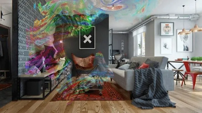 Photoshop Reconstitution Of Visual Deformation I Had Today In Both Eyes. Colors Was Pulsating And It Lasted 10mn
