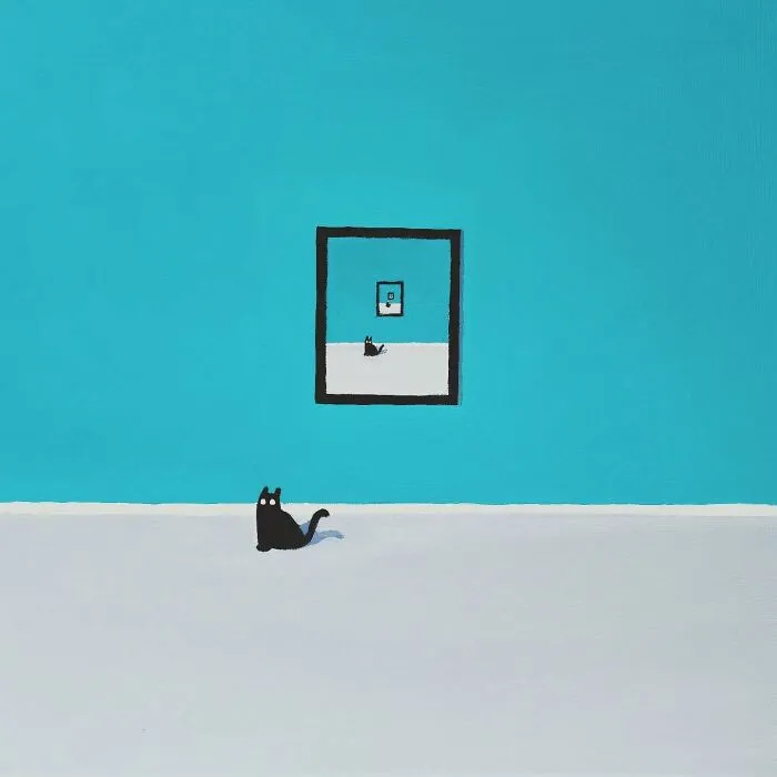 German Digital Artist Turns Black Cats Into Mysterious Travelers In Vast Colorful Landscapes (70 Pics)