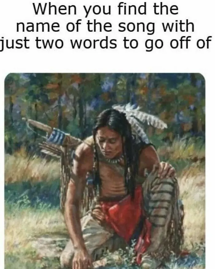 Historic painting with modern caption humorously referencing discovering song lyrics, showcasing comedy gold with old paintings and modern captions.
