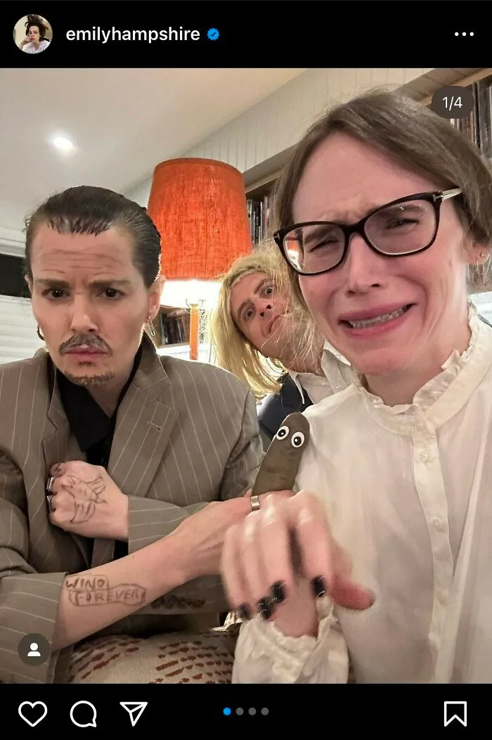 Emily Hampshire With A Friend As Johnny Depp And Amber Heard
