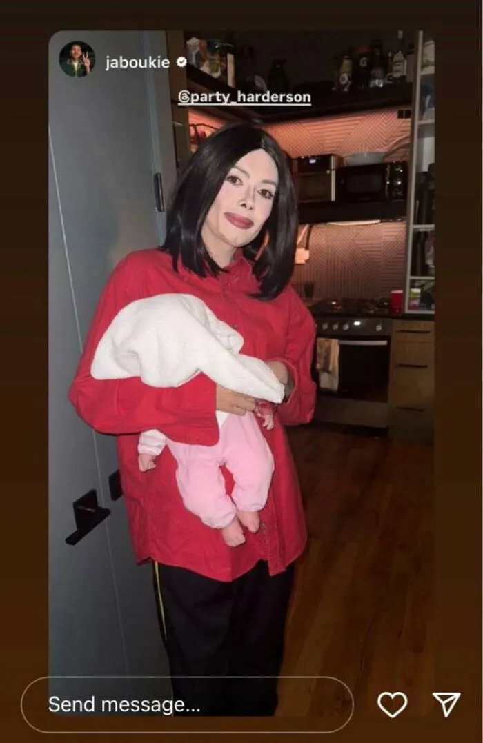 American Comedian Patti Harrison Dressed Up As Michael Jackson With A Baby