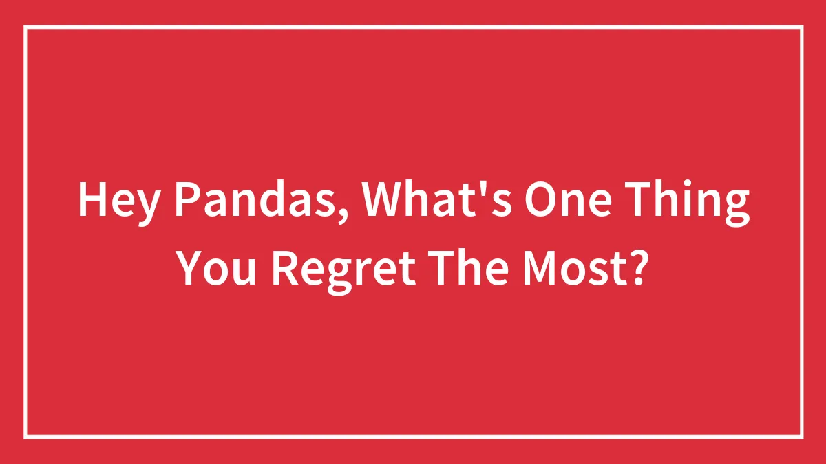 Hey Pandas, What's One Thing You Regret The Most?