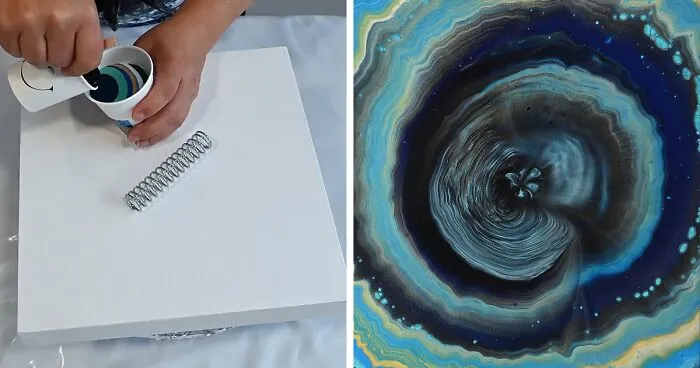 Pouring Paint Over A Spring: Here Are My Fun And Unexpected Fluid Art Experiment