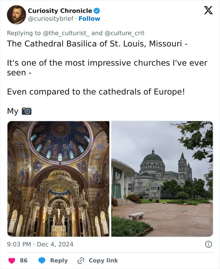 Cathedral Basilica of St. Louis interior and exterior showcasing beautiful, spectacular, and striking churches in the US.