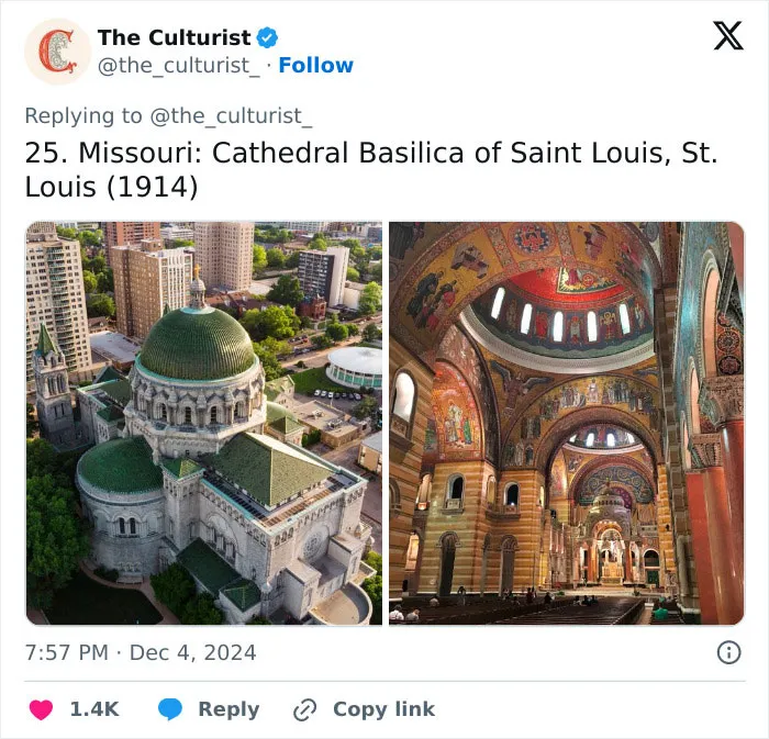 Aerial and interior views of a spectacular church with detailed mosaics and grand architecture from the US.