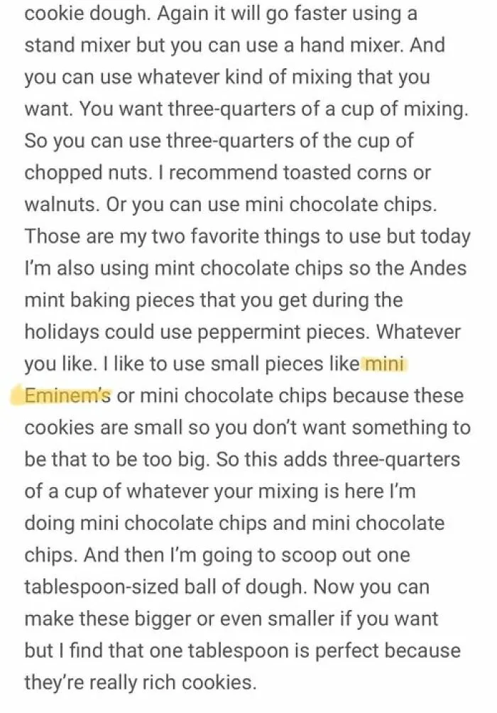 Text excerpt highlighting funny autocorrect mistake with the keyword mini Eminem’s from autocorrect betrayed people photos.