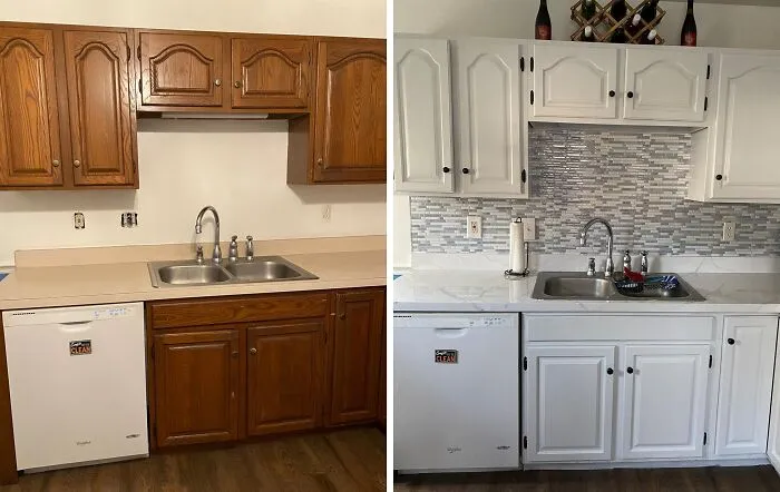 The Sad, Beige Cabinets You Inherited From The Previous Owner Can Finally Enter The Witness Protection Program With This <a Style="Display:inline;" Href="Https://Www.amazon.com/Nuvo-Titanium-Infusion-Cabinet-Makeover/Dp/B00bipij1i?ie=utf8&th=1&linkcode=ll1&tag=bphorse-20&linkid=a811147fdd5930778cc6fc2ef68a215c&language=en_us&ref_=as_li_ss_tl" Target="_blank">  <span Style="Font: Inherit; Color: #d74b1f;"> Cabinet Makeover Kit </Span>