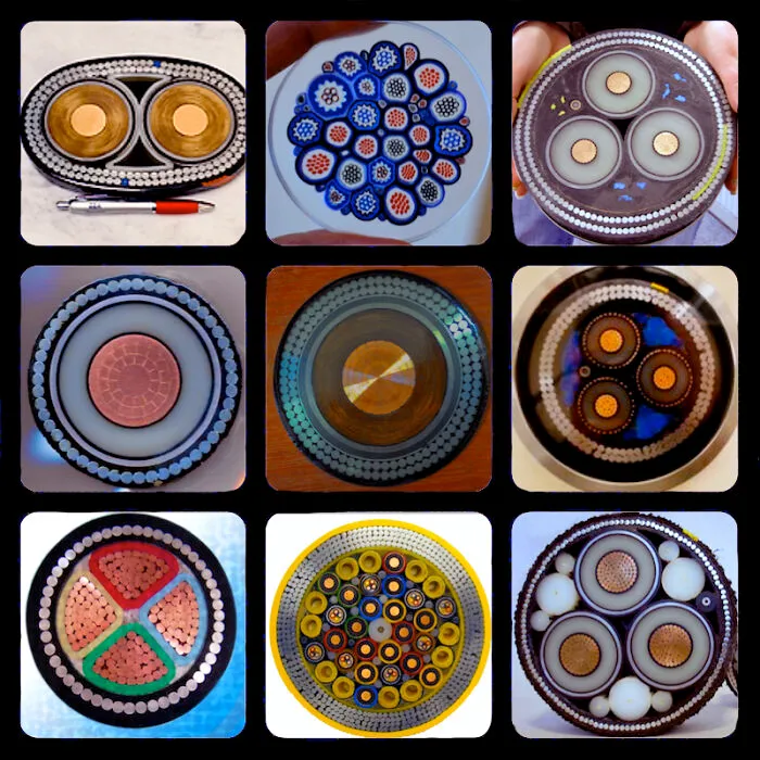 Cross Sections Of Various Undersea Cables