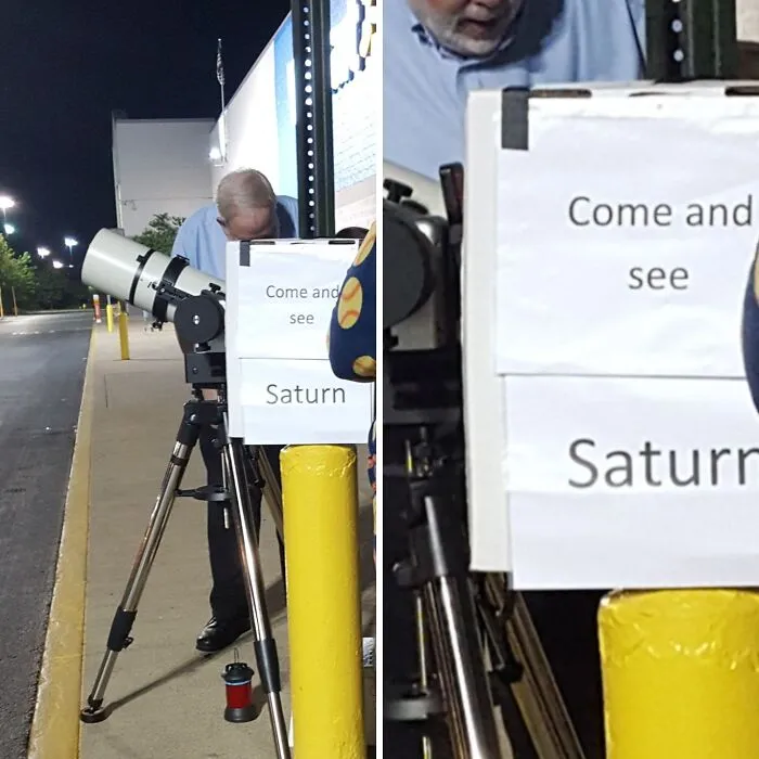 This Guy Was Outside Of Walmart Tonight. He Is Awesome. He Even Took The Time To Show Me How To Adjust The Telescope So That I Could See The Rings
