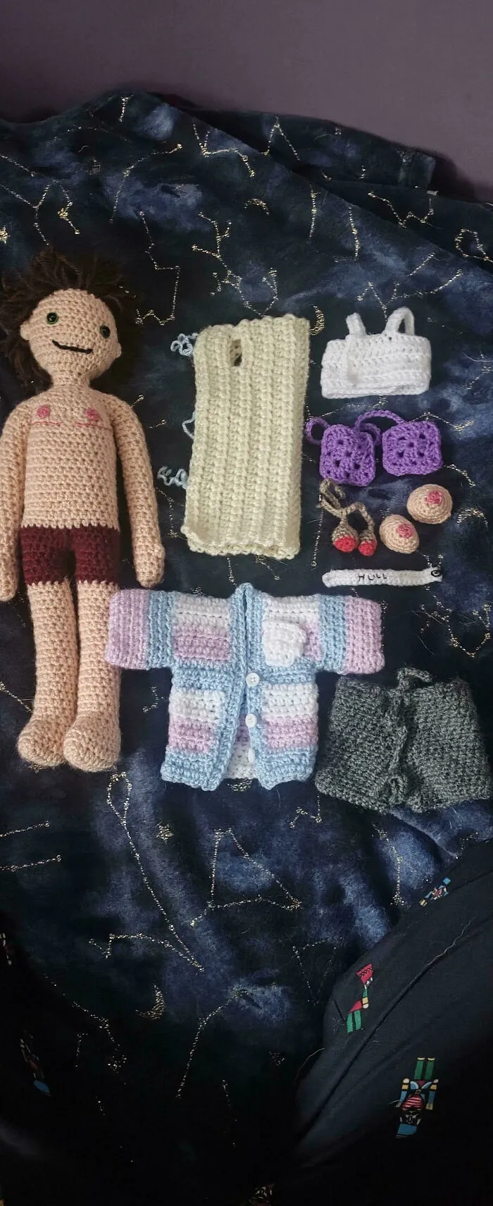 A Gift For My Surgeon After My Top Surgery. Top Surgery Tom With Removable Breasts, Hospital Gown, Binder, Drains, Drains Holder, Admission Bracelet, Shirt And Shorts