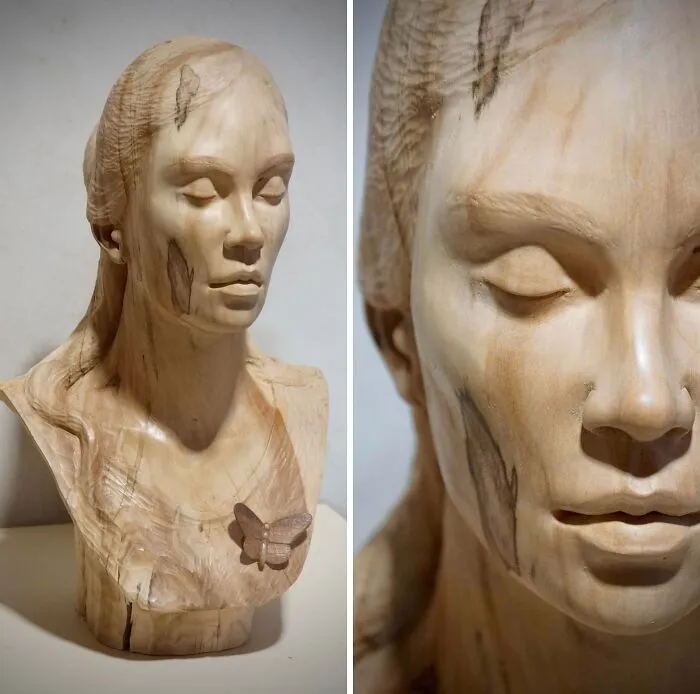 A Bust Carving In Basswood (Based On My Wife)