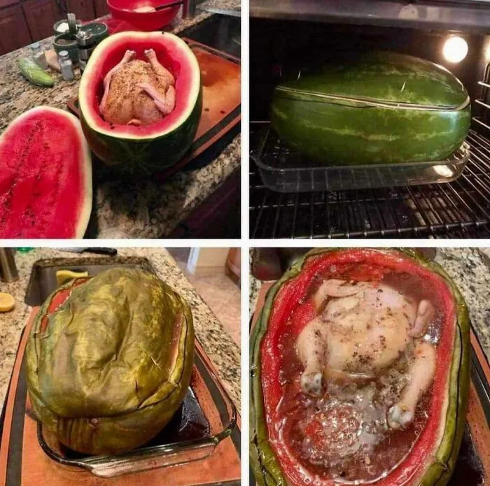 Came Across This: Baked Juicy Chicken In Watermelon