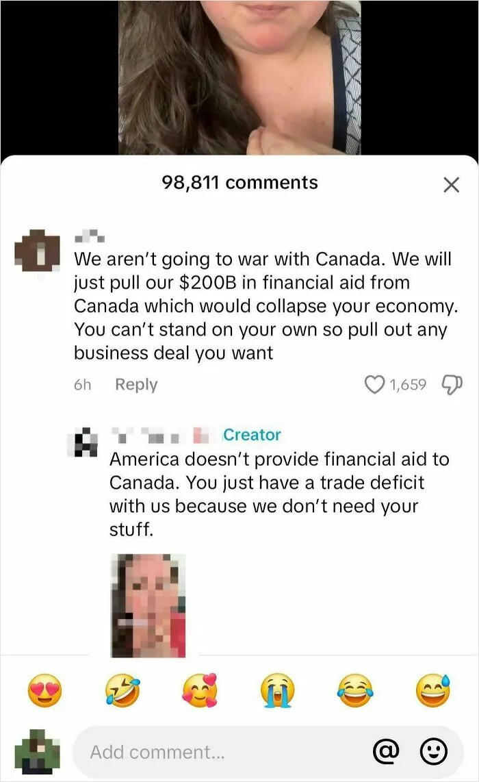 "We Will Just Pull Our $200B In Financial Aid From Canada Which Would Collapse Your Economy"