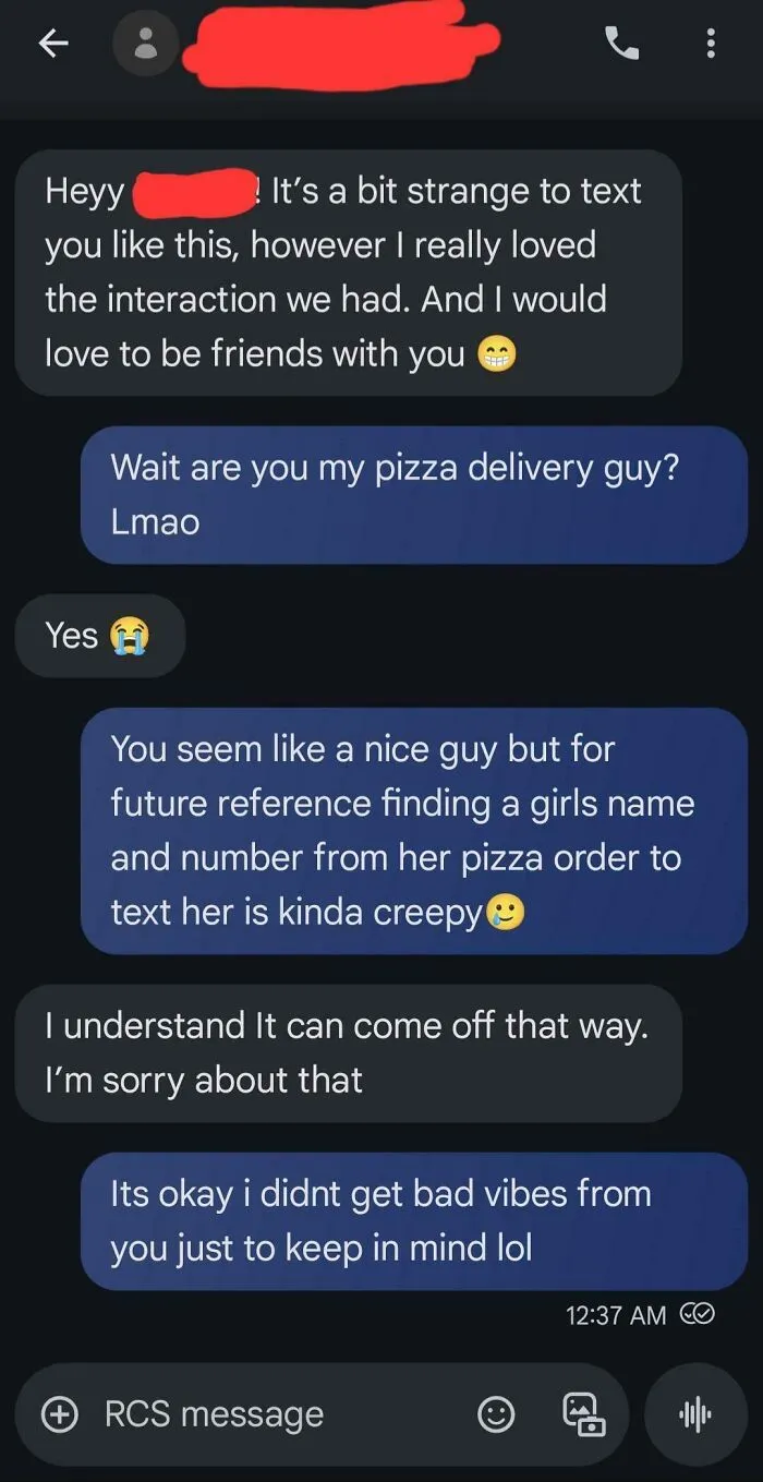 Delivery Driver Texted Me After Dropping Off My Food. Am I Being Too Nice?
