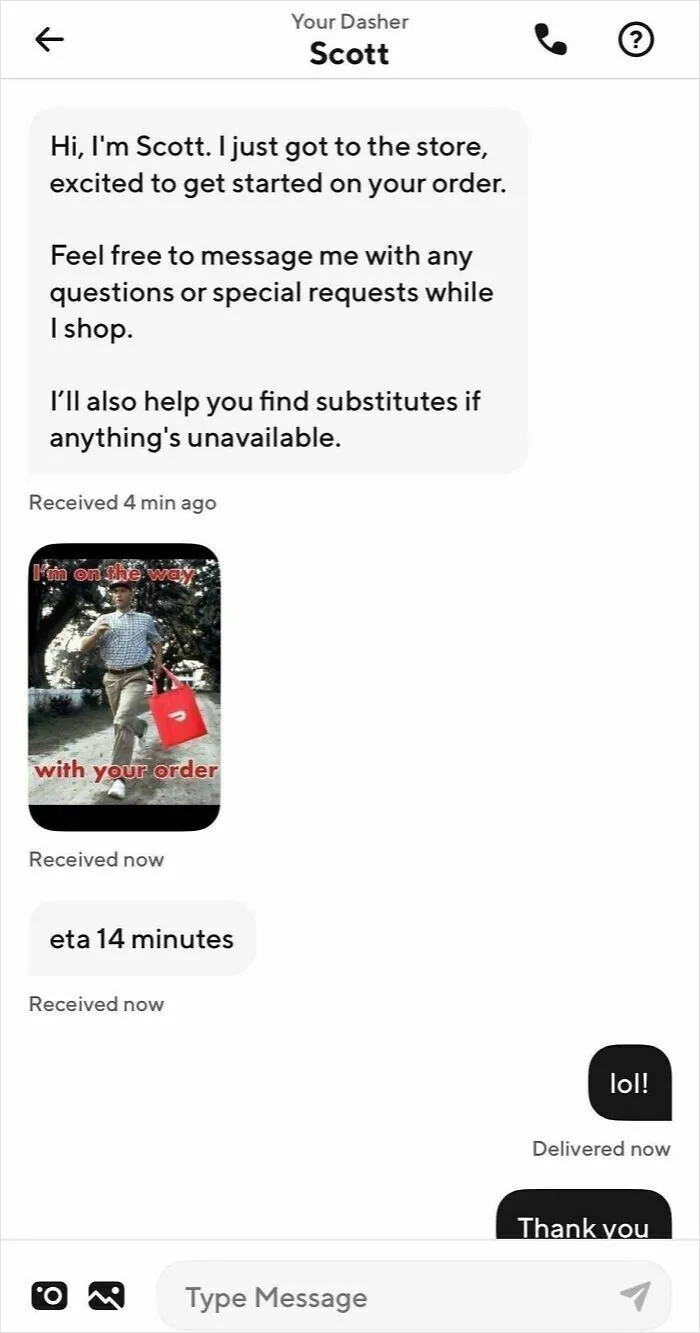 DoorDash Driver Sent This. Thought It Was So Cute