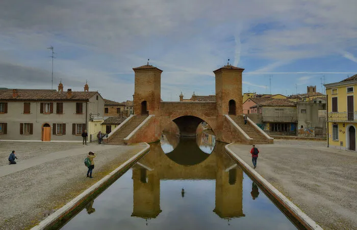 Three Point Bridge Built In 1638, Comacchio, Italy
