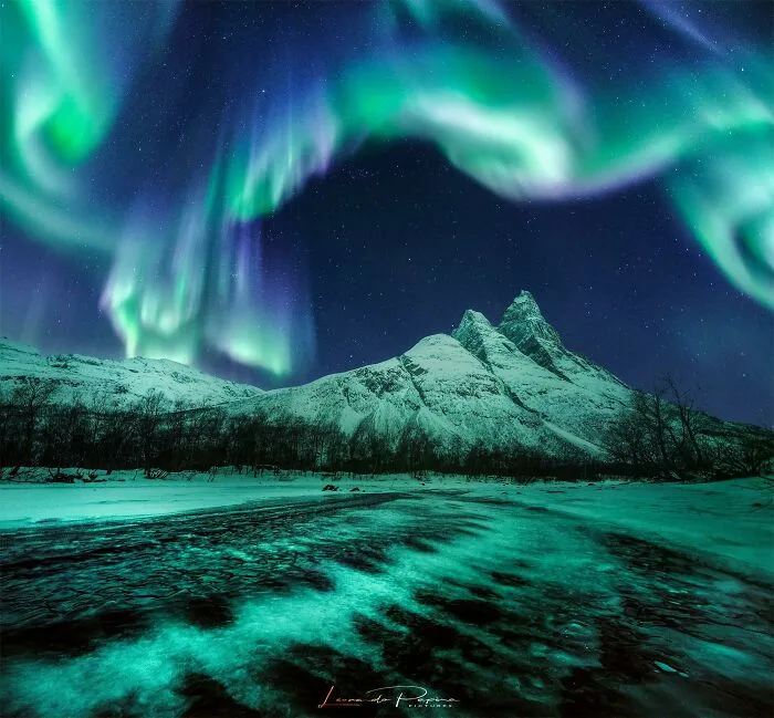 Blue Aurora Over Norway