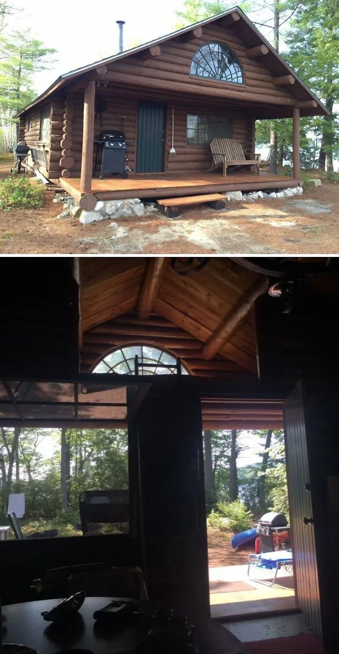 Our Log Cabin In Maine. It’s On A Tiny Island We Own. Mostly Warm Weather Use, But We Visit When The Ice Freezes Over Too. Thanks For Looking