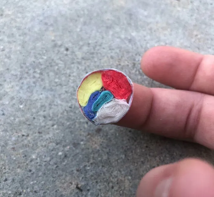 Close-up of the inside of colorful electrical cable showing rare details in interesting pictures.