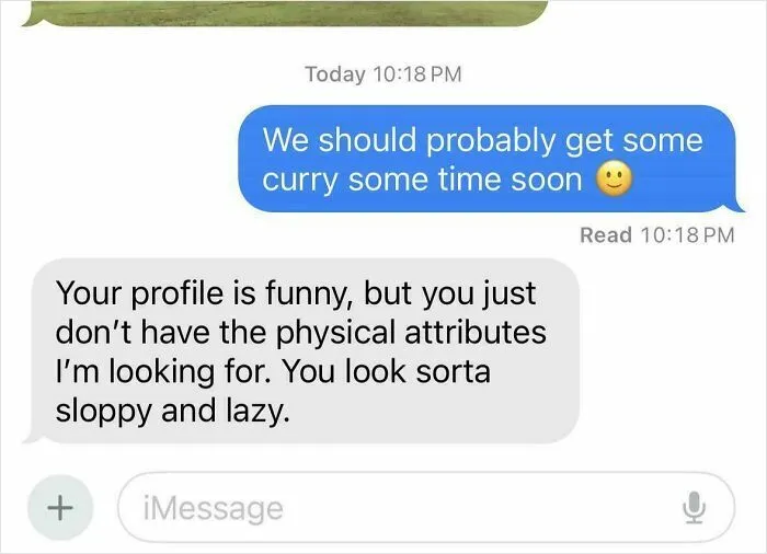 Text message conversation showing a woman being called out online for delusional and crazy behavior in a blunt reply.