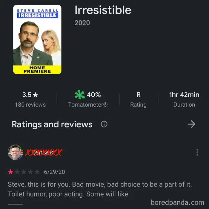 Movie poster and 1-star review showing funny and ridiculous 1-star reviews that businesses weren’t mad about.