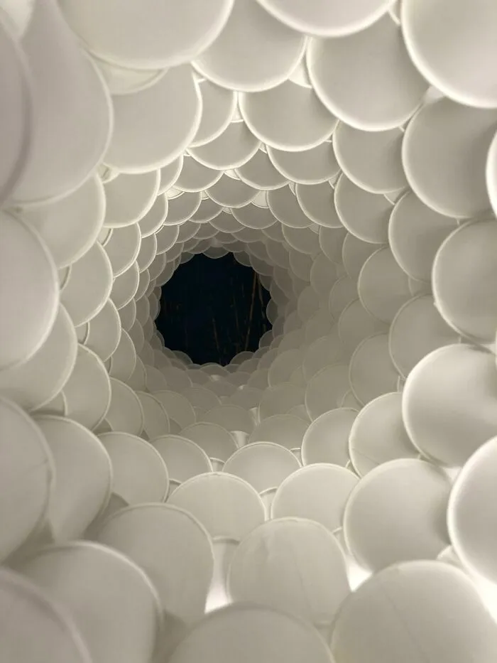 The Inside Of A Stacked Cup Tower