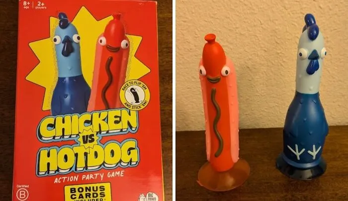 The Age-Old Debate Of "Who's The Weirdest Person At This Table" Can Finally Be Settled With A Round Of <a Style="Display:inline;" Href="Https://Www.amazon.com/Big-Potato-Chicken-Hotdog-Flipping-Fun/Dp/B0d9hm75pp?ie=utf8&th=1&linkcode=ll1&tag=bpcrow-20&linkid=0f9194ba9e794afd8acb504b0879761b&language=en_us&ref_=as_li_ss_tl" Target="_blank">  <span Style="Font: Inherit; Color: #d74b1f;"> Chicken vs. Hotdog </Span>